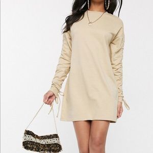 PrettyLittleThings sweater dress/ ruched sleeves